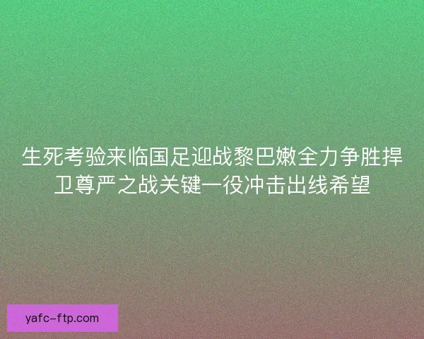 生死考验来临国足迎战黎巴嫩全力争胜捍卫尊严之战关键一役冲击出线希望