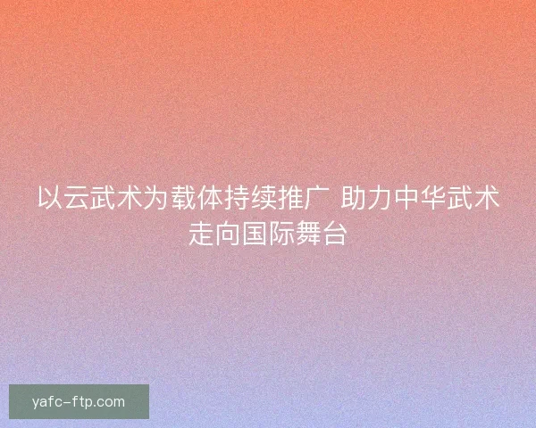以云武术为载体持续推广 助力中华武术走向国际舞台