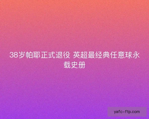 38岁帕耶正式退役 英超最经典任意球永载史册